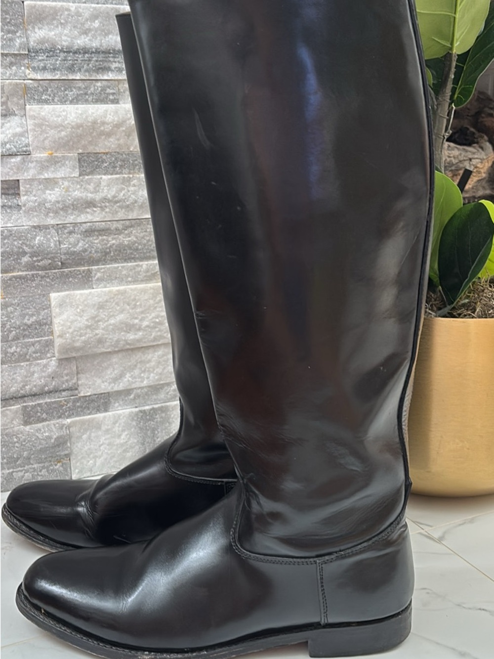 Men's Black Tall Leather  Riding Boots